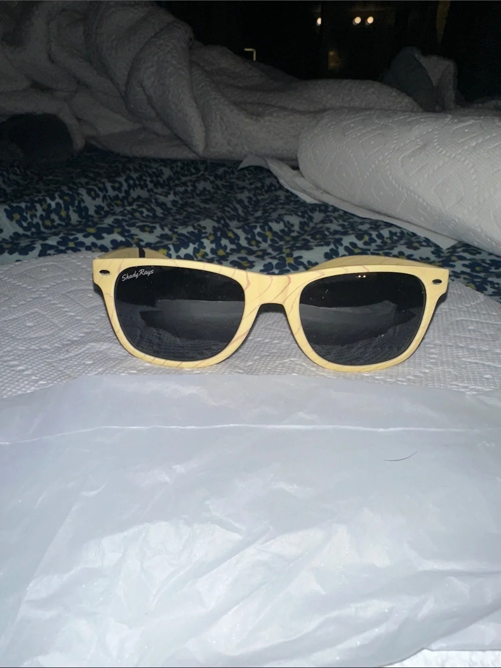 Shady Rays Men’s Pale Yellow Wayfarer Sunglasses with Black Lenses